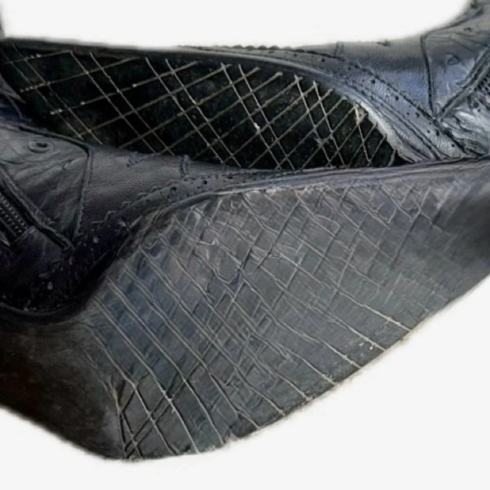 Genuine Leather Embroidered Black Tall Boots – Statement Heels - Picture 13 of 17